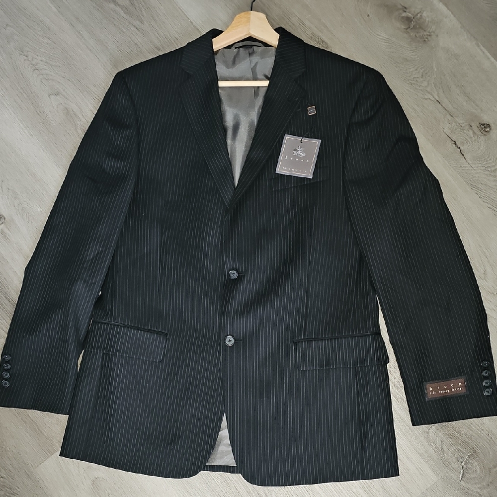 Men's Black Pinstripe Two-Button Suit Jacket NWT